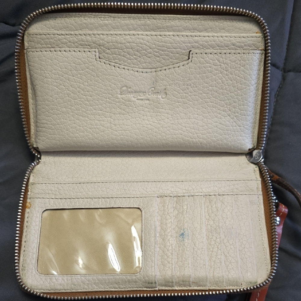 Dooney & Bourke Cream Leather Wallet with Brown Trim